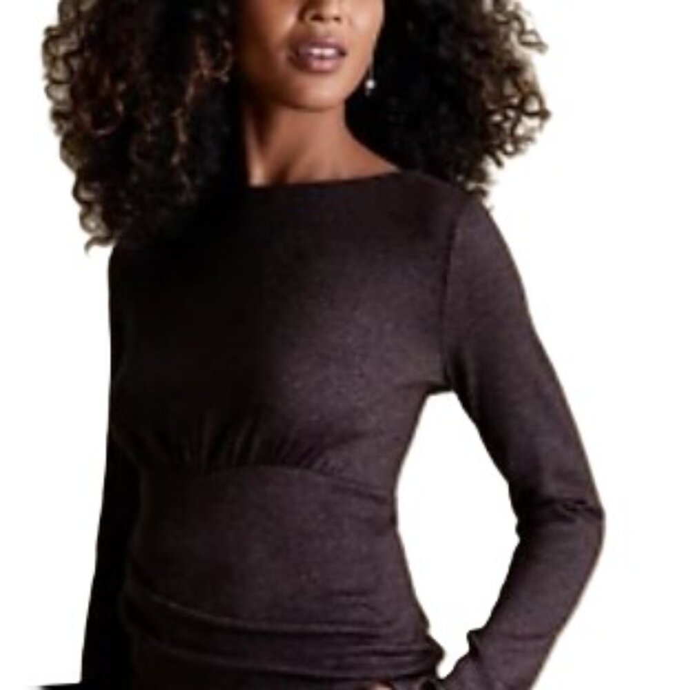 Banana Republic Metallic Keyhole Back Sweater, Size XXS